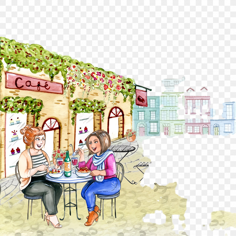Watercolor Painting Cafe Painting Painting, PNG, 1440x1440px, Watercolor Painting, Cafe, Cartoon, Drawing, Painting Download Free
