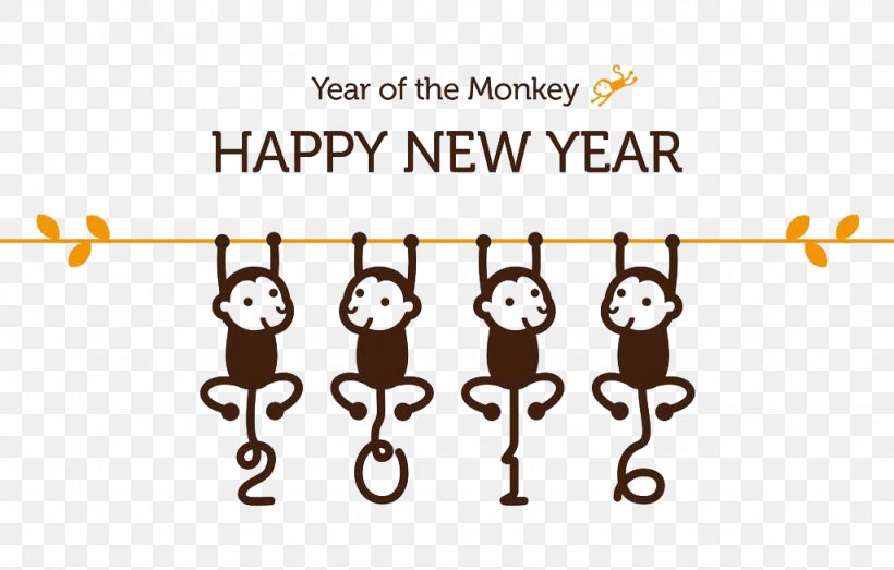 Monkey Chinese New Year New Year's Day Illustration, PNG, 1024x654px, Monkey, Brand, Chinese New Year, Games, Greeting Card Download Free