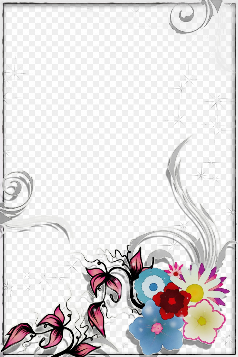 Picture Frame, PNG, 1200x1800px, Flower Rectangle Frame, Floral Rectangle Frame, Flower, Paint, Picture Frame Download Free