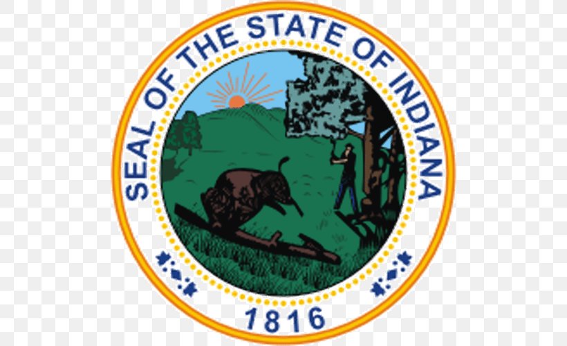 Seal Of Indiana Delaware Georgia Indiana Territory, PNG, 500x500px, Indiana, Area, Badge, Brand, Delaware Download Free