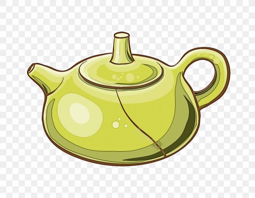 Kettle Teapot Lid Green Yellow, PNG, 1772x1378px, Watercolor, Dishware, Green, Kettle, Lid Download Free