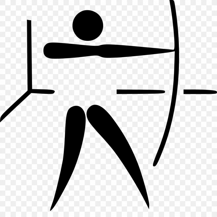 Summer Olympic Games Archery Pictogram Bow And Arrow Clip Art, PNG, 1024x1024px, Summer Olympic Games, Archery, Area, Black, Black And White Download Free