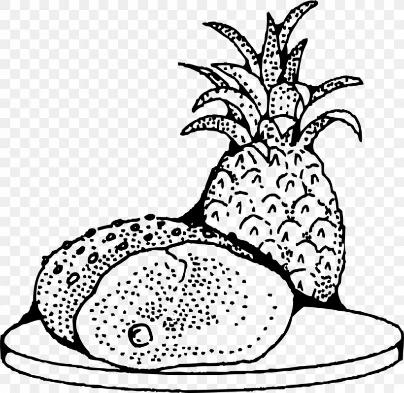 Ham Sweet And Sour Pork Pineapple Food, PNG, 999x973px, Ham, Art, Artwork, Black And White, Coloring Book Download Free