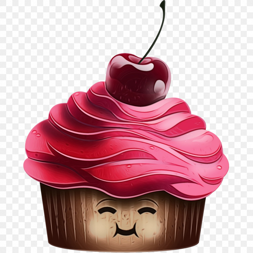 Red Food Cupcake Frozen Dessert Dessert, PNG, 1024x1024px, Watercolor, Cake, Cherry, Cupcake, Dessert Download Free