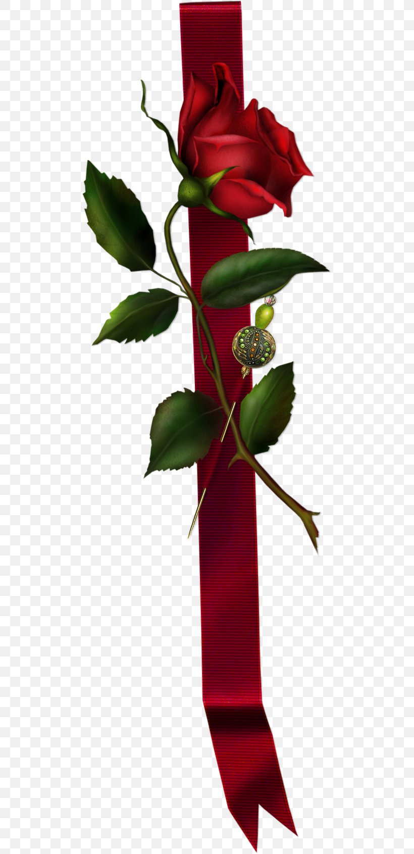 Red Ribbon Rose Clip Art, PNG, 494x1691px, Red, Flora, Floral Design, Flower, Flowering Plant Download Free