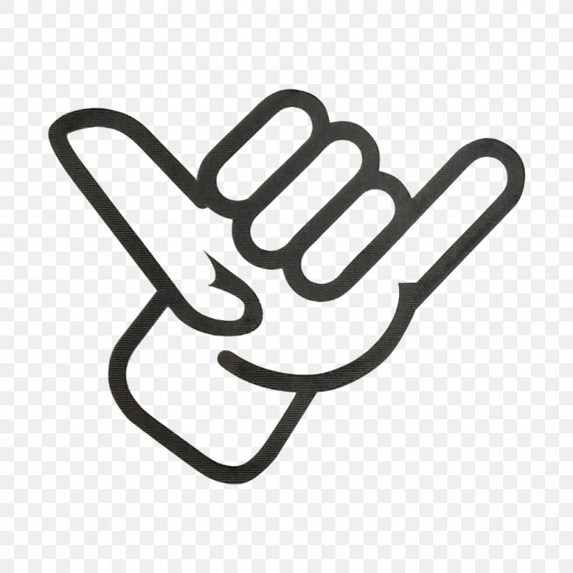 Shaka Sign Sticker Emoji Sign Language, PNG, 1024x1024px, Shaka Sign, Area, Black And White, Decal, Emoji Download Free