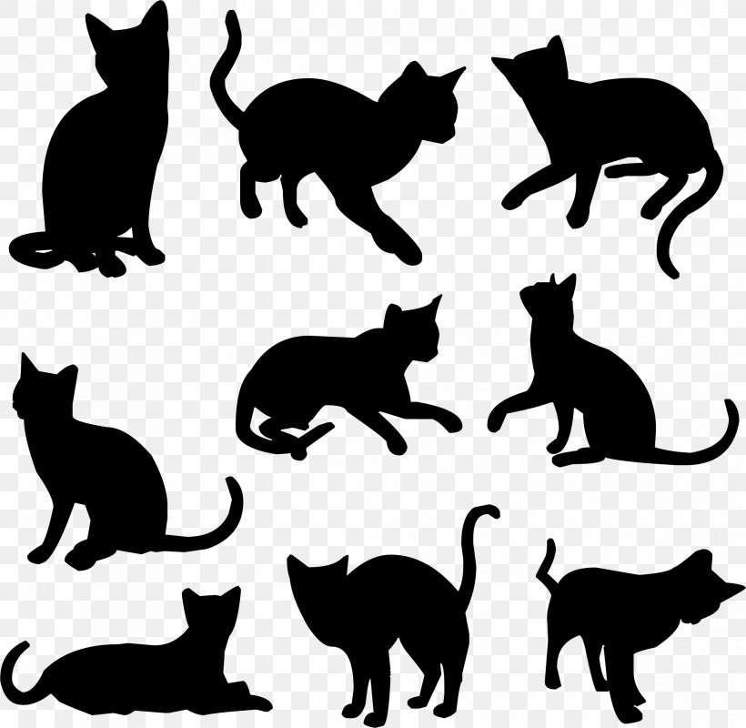 Black Cat Kitten Felidae Silhouette, PNG, 2373x2316px, Cat, Black And White, Black Cat, Carnivoran, Cat Lady Download Free
