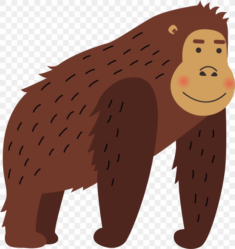 Gorilla Orangutan Illustration, PNG, 1766x1876px, Gorilla, Ape, Art, Bear, Brown Download Free
