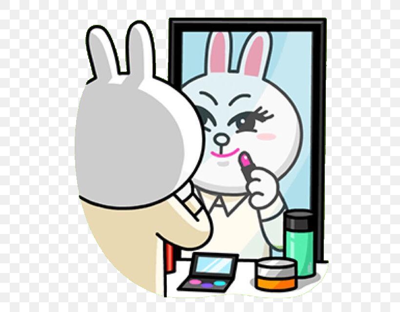Rabbit Sticker Line Friends Lipstick, PNG, 593x640px, Rabbit, Area, Artwork, Easter Bunny, Face Powder Download Free