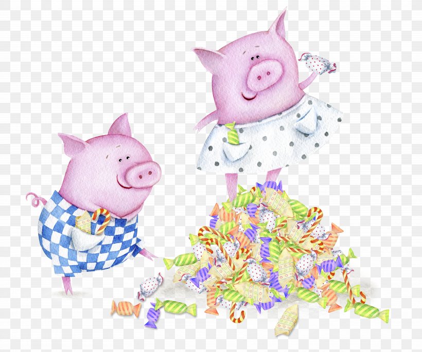 Domestic Pig Candy HD Watercolor Painting Illustration, PNG, 7087x5925px, Domestic Pig, Candy Hd, Cartoon, Designer, Humour Download Free