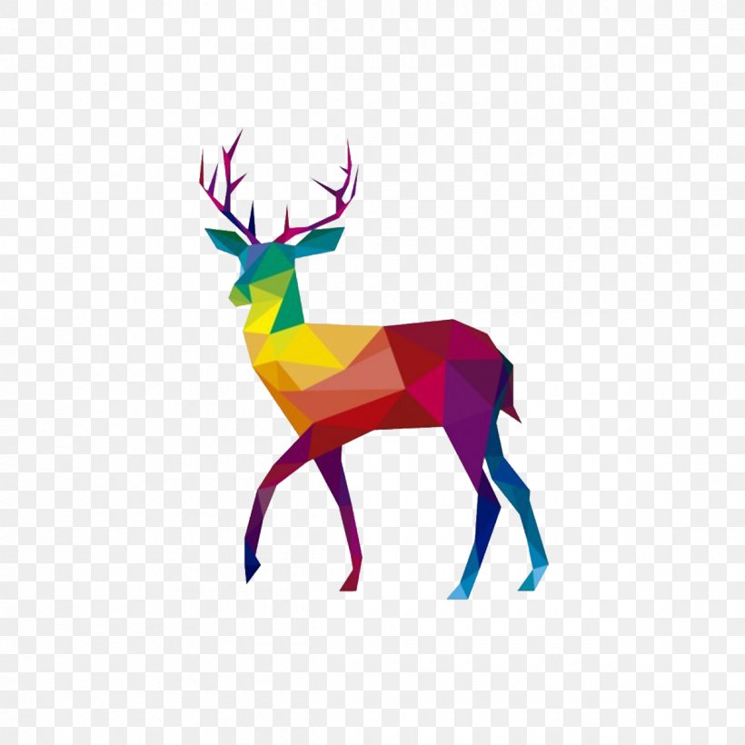 Reindeer Polygon Animal Illustration, PNG, 1200x1200px, Deer, Antler, Art, Clip Art, Color Download Free