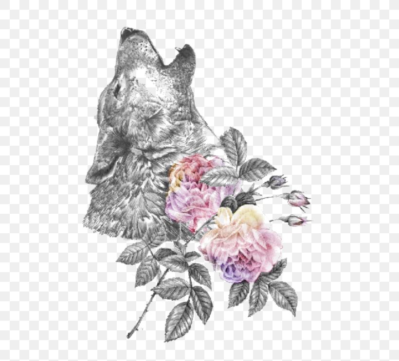 Gray Wolf Watercolour Flowers African Wild Dog Watercolor Painting, PNG, 564x743px, Gray Wolf, African Wild Dog, Art, Drawing, Flora Download Free