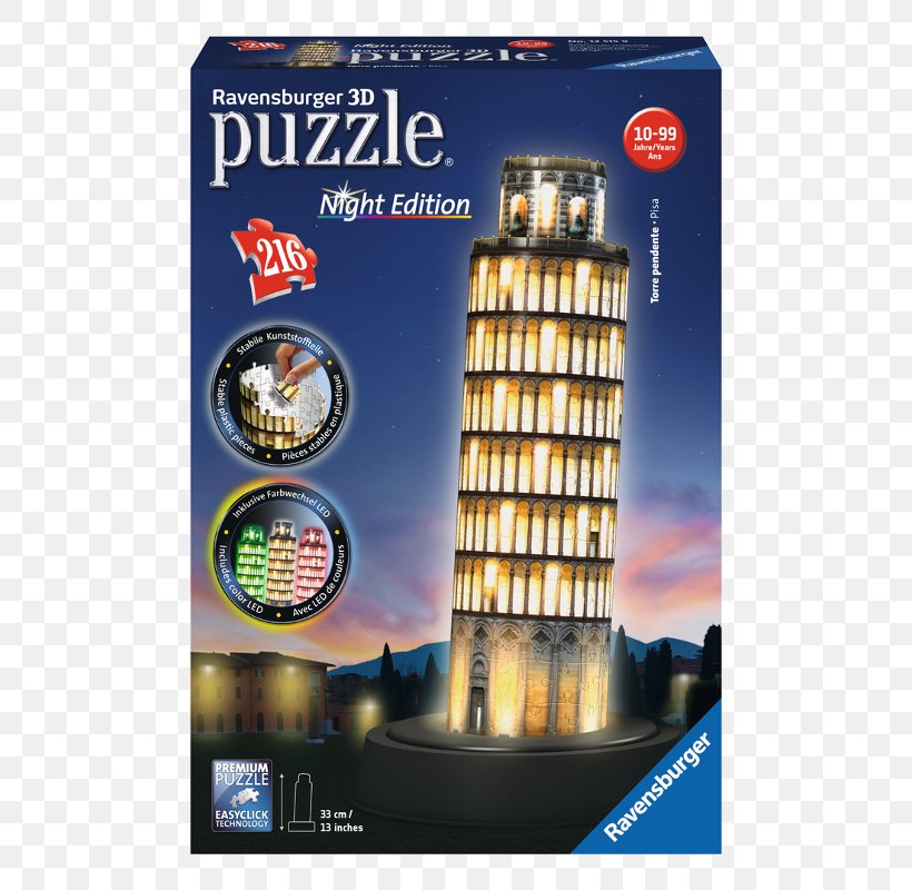 Leaning Tower Of Pisa Jigsaw Puzzles 3D-Puzzle Ravensburger, PNG, 800x800px, Leaning Tower Of Pisa, Brand, Building, Eiffel Tower, Game Download Free