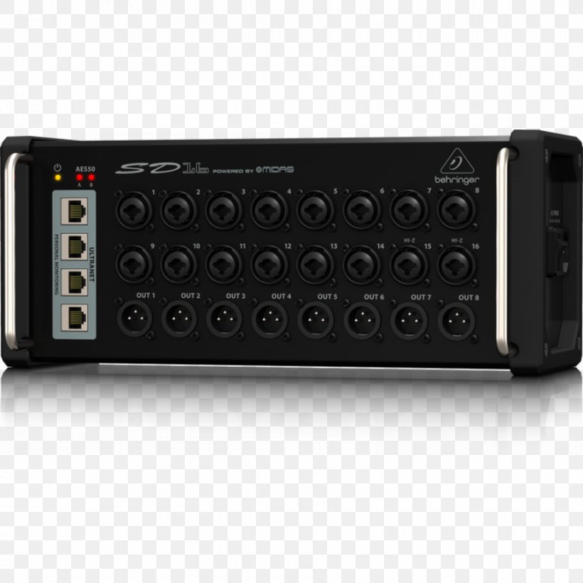 Microphone Digital Audio Stage Box Behringer Digital Snake SD16 Audio Mixers, PNG, 900x900px, Microphone, Audio Equipment, Audio Mixers, Audio Mixing, Audio Receiver Download Free