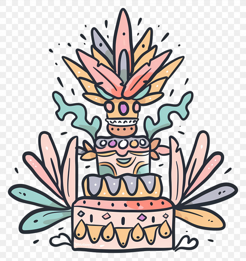 Decorative Cake - Decorative Cake With Feathers PNG