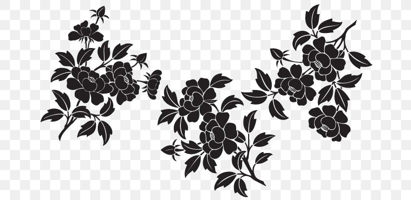 Japanese Design Image Transparency, PNG, 700x400px, Decorative Arts, Black And White, Branch, Flora, Flower Download Free