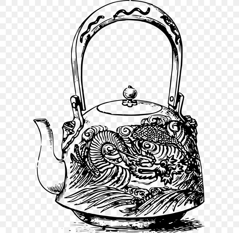 Teapot Clip Art, PNG, 591x800px, Tea, Art, Artwork, Black And White, Cookware And Bakeware Download Free