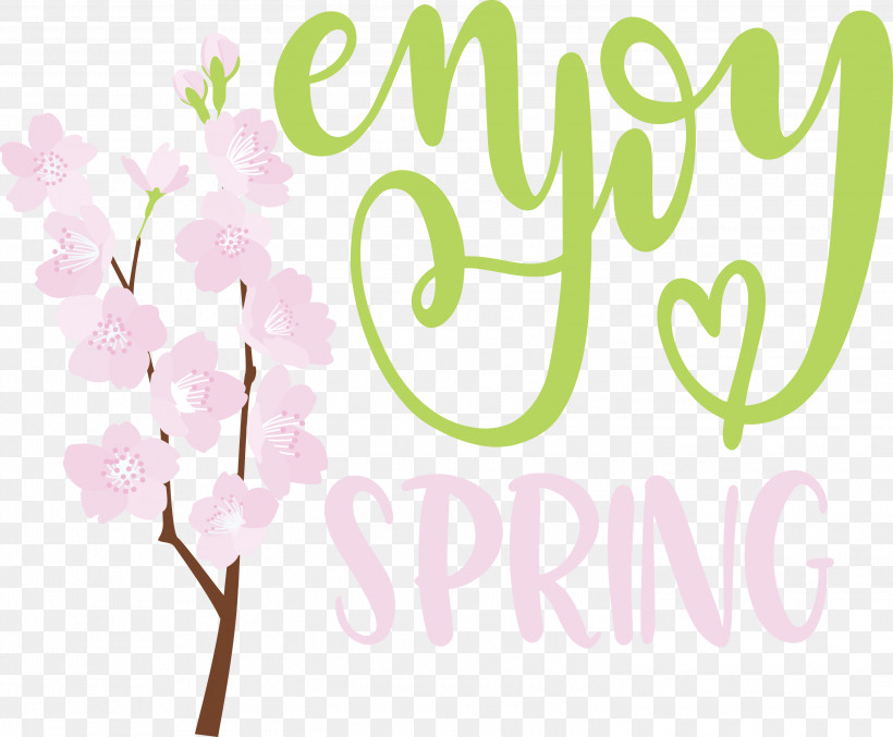 Enjoy Spring Spring, PNG, 3000x2480px, Spring, Floral Design, Happiness, Lilac M, Logo Download Free