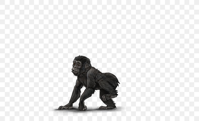 Gorilla Dog Mammal Figurine Canidae, PNG, 640x500px, Gorilla, Ape, Black, Black And White, Black M Download Free