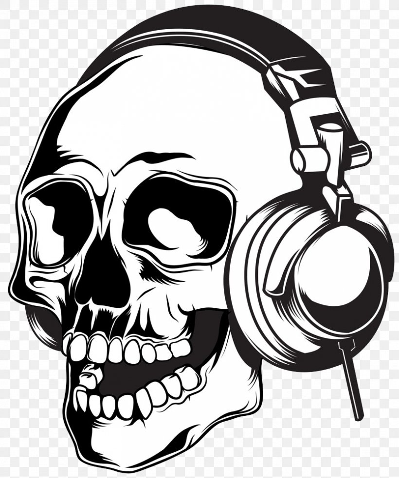 Headphones Skull Illustration, PNG, 834x1000px, Headphones, Audio, Audio Equipment, Automotive Design, Black And White Download Free