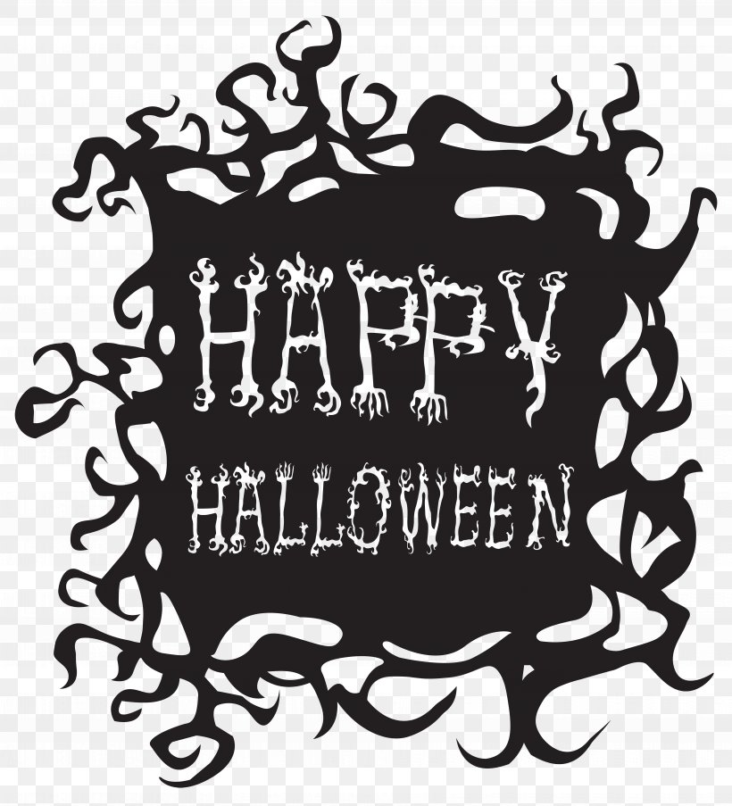 Halloween Clip Art, PNG, 7263x8000px, Halloween, Black And White, Brand, Calligraphy, Drawing Download Free