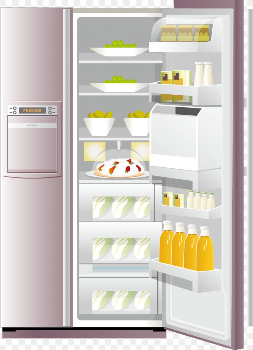 Refrigerator Euclidean Vector, PNG, 889x1231px, Refrigerator, Furniture, Home Appliance, Kitchen Appliance, Major Appliance Download Free