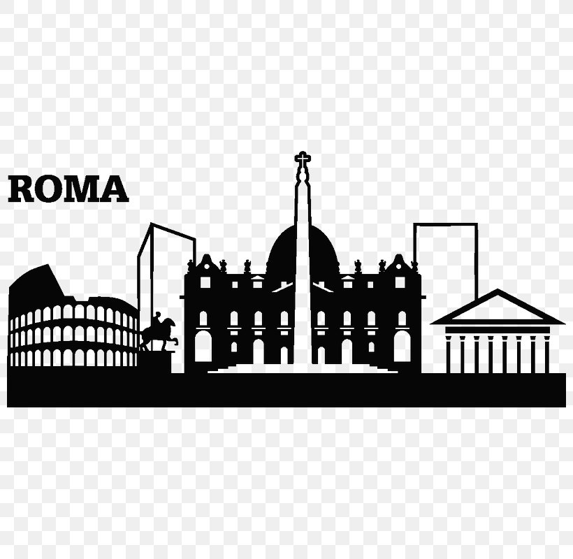 Rome Skyline Phonograph Record Silhouette Sticker, PNG, 800x800px, Rome, Art, Black And White, Brand, City Download Free