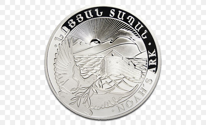 Noah's Ark Silver Coins Armenia Noble Metal, PNG, 500x500px, Armenia, Armenian Dram, Australian Silver Kangaroo, Black And White, Bullion Coin Download Free
