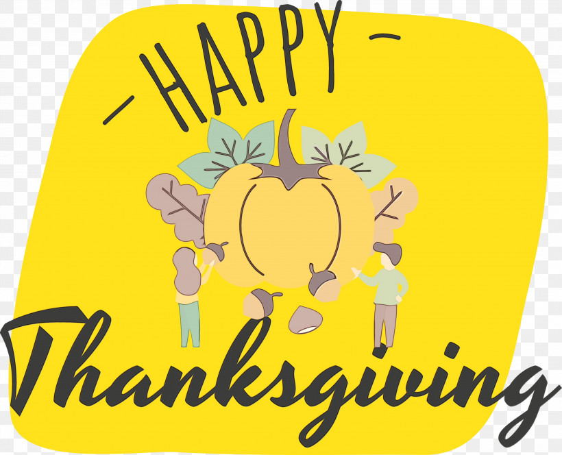 Cartoon Logo Yellow Line Flower, PNG, 3000x2432px, Happy Thanksgiving, Biology, Cartoon, Flower, Fruit Download Free