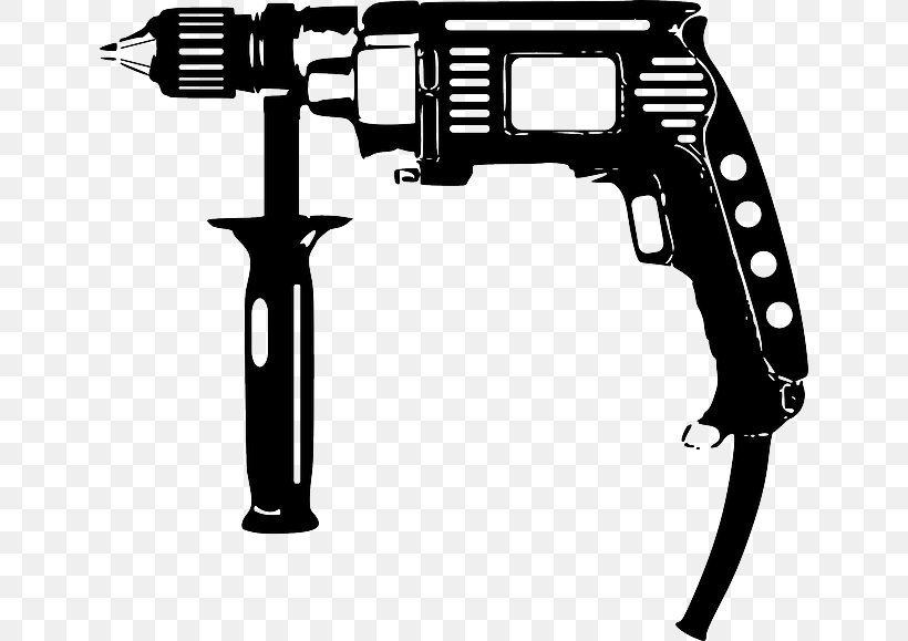 Augers Electric Drill Power Tool Clip Art, PNG, 640x579px, Augers, Black And White, Cordless, Electric Drill, Firearm Download Free