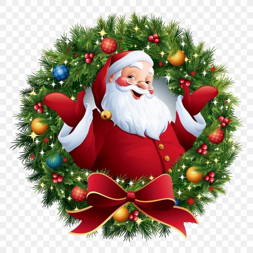 Santa Claus Christmas Decoration Balloon Wreath, PNG, 888x888px, Santa Claus, Balloon, Christmas, Christmas Card, Christmas Decoration Download Free