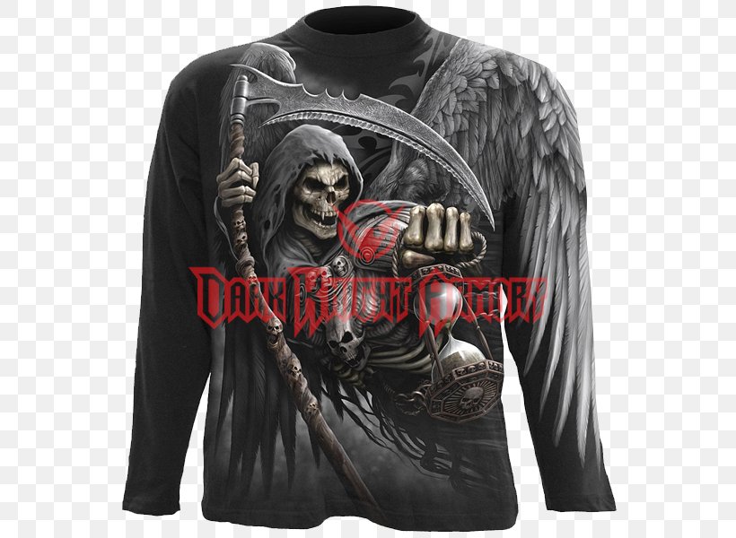 Death T-shirt Hoodie Printing Human Skull Symbolism, PNG, 600x600px, Death, Brand, Gothic Fashion, Hoodie, Human Skull Symbolism Download Free