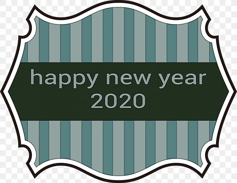 Happy New Year 2020 New Years 2020 2020, PNG, 3000x2319px, 2020, Happy New Year 2020, Green, Label, Line Download Free