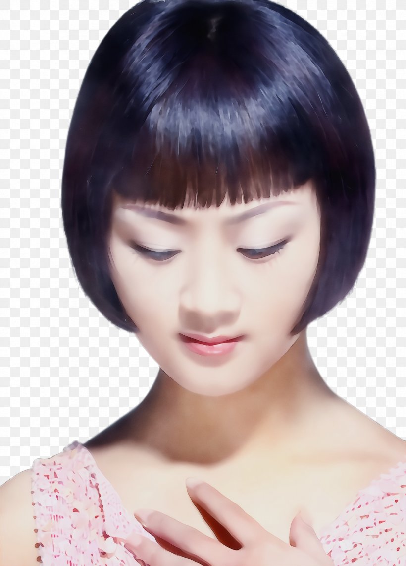 Hair Face Hairstyle Chin Eyebrow, PNG, 1696x2360px, Watercolor, Bangs, Beauty, Bob Cut, Chin Download Free