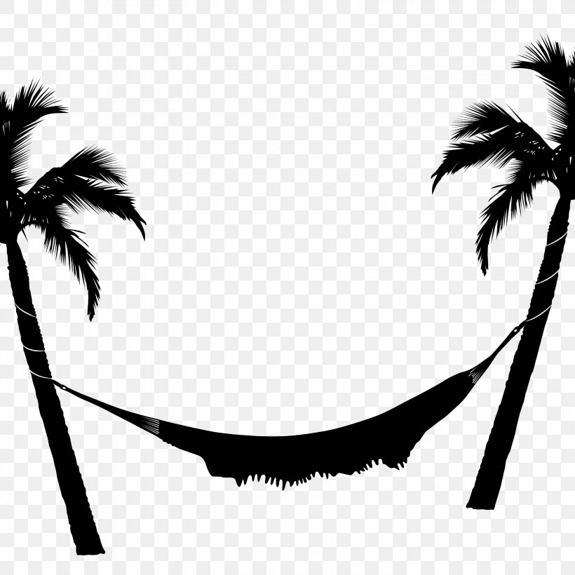 Hammock Arecaceae Clip Art, PNG, 3000x3000px, Hammock, Arecaceae, Arecales, Black And White, Branch Download Free