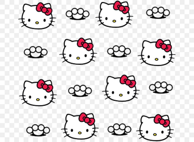 Hello Kitty Pattern, PNG, 669x600px, Hello Kitty, Area, Art, Black And White, Clothing Download Free
