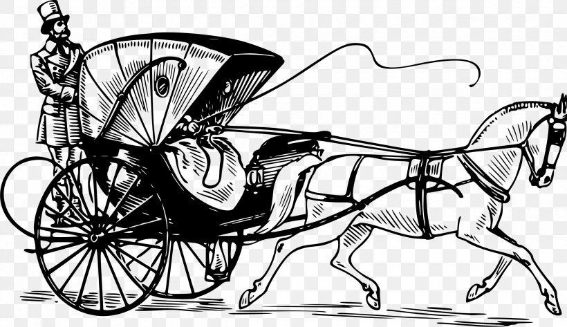 Horse-drawn Vehicle Cabriolet Carriage Chaise, PNG, 2400x1386px, Horse, Art, Barouche, Black And White, Bridle Download Free