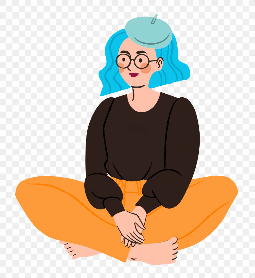 Sitting Lady Woman, PNG, 2283x2500px, Sitting, Biology, Cartoon, Character, Headgear Download Free