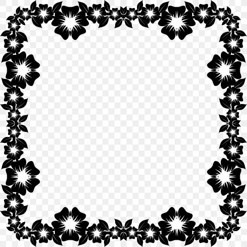 Flower Picture Frames Clip Art, PNG, 2290x2290px, Flower, Black, Black And White, Border, Decorative Arts Download Free