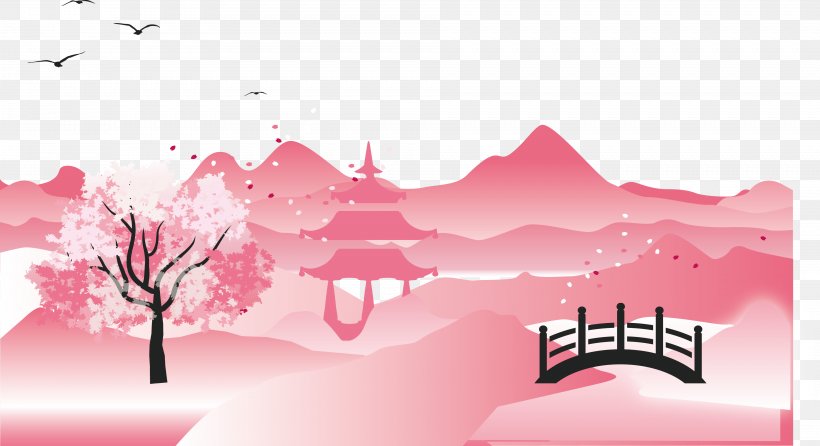 Mount Fuji Graphic Design Cherry Blossom, PNG, 3813x2074px, Mount Fuji, Blossom, Brand, Cherry, Cherry Blossom Download Free