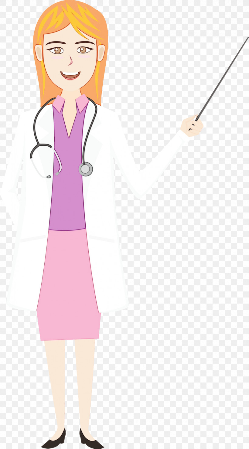 Dress Clothing Human Pink M Uniform, PNG, 1663x3000px, Doctor Cartoon, Character, Clothing, Dress, Human Download Free
