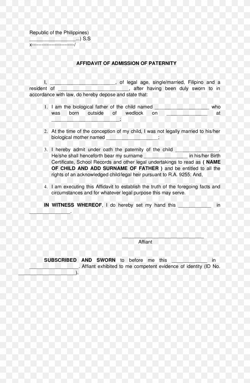 Affidavit Paternity Law Document Form Sworn Declaration, PNG, 1700x2600px, Affidavit, Application For Employment, Area, Birth Certificate, Court Download Free