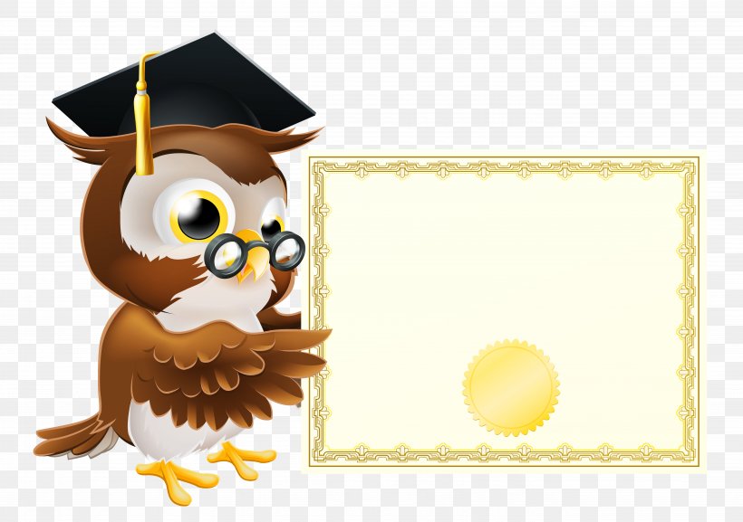 Owl School Clip Art, PNG, 5513x3881px, Square Academic Cap, Academic Certificate, Academic Degree, Beak, Bird Download Free