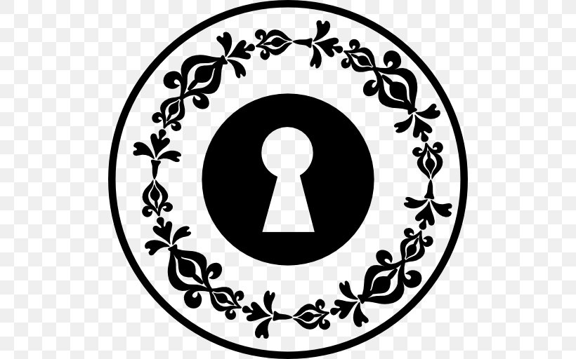 Floral Design Keyhole Lock Clip Art, PNG, 512x512px, Floral Design, Area, Black And White, Disk, Flower Download Free