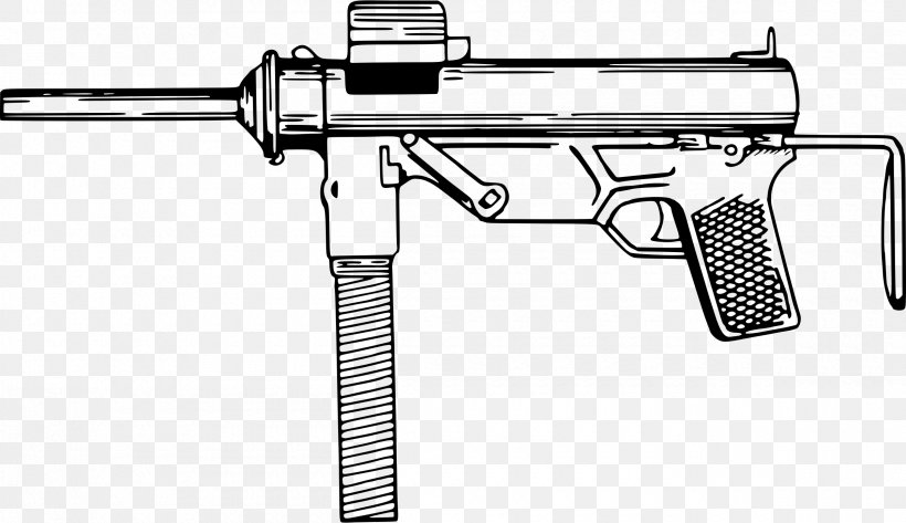 Thompson Submachine Gun Firearm Clip Art, PNG, 2400x1386px, Watercolor, Cartoon, Flower, Frame, Heart Download Free