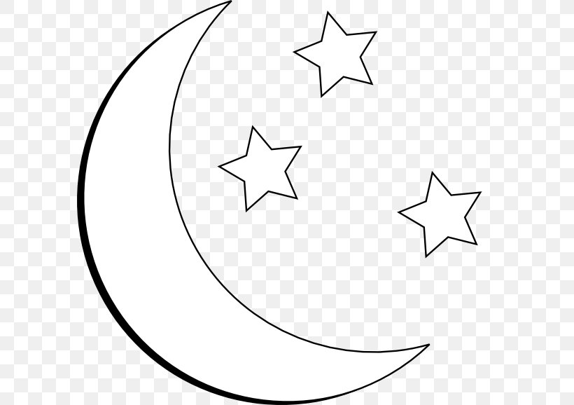 Star Moon Black And White Clip Art, PNG, 600x578px, Star, Area, Black, Black And White, Color Download Free