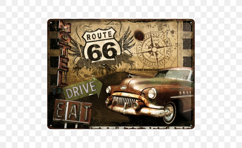 U.S. Route 66 In Arizona Retro Style Road Car, PNG, 500x500px, Us Route 66, Automotive Design, Brand, Car, Metal Download Free
