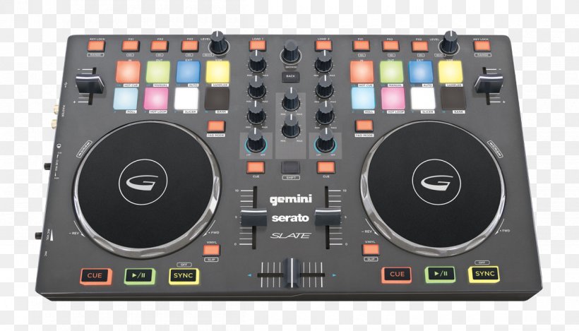 DJ Controller Gemini Slate 4 Disc Jockey Gemini Sound Products, PNG, 1200x687px, Dj Controller, Audio, Audio Equipment, Audio Mixers, Cdj Download Free