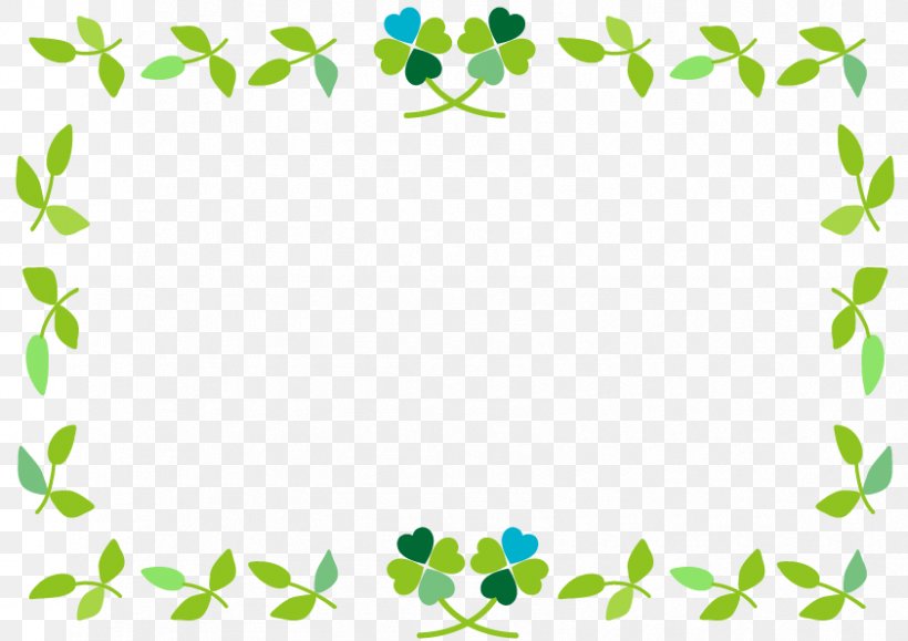 Clover And Leaf Frame., PNG, 842x595px, Leaf, Area, Branch, Color, Flora Download Free