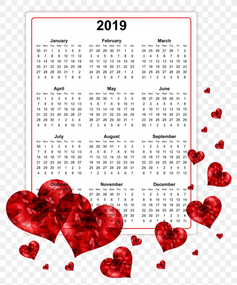 Download 2019 Printable Calendars., PNG, 1065x1280px, Calendar, Heart, Love, Text Download Free